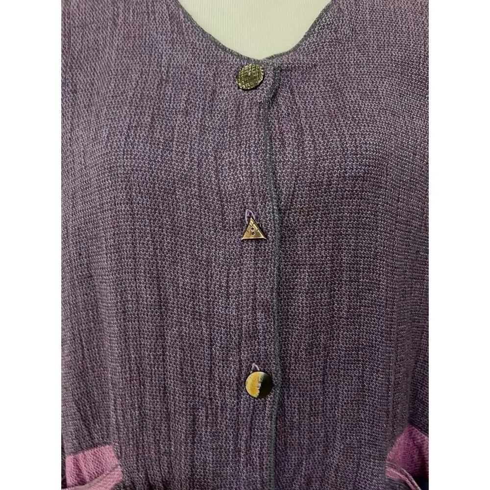 Tribe People United Women’s Button Front Tunic Top Purple Hemp Cotton Boho XL